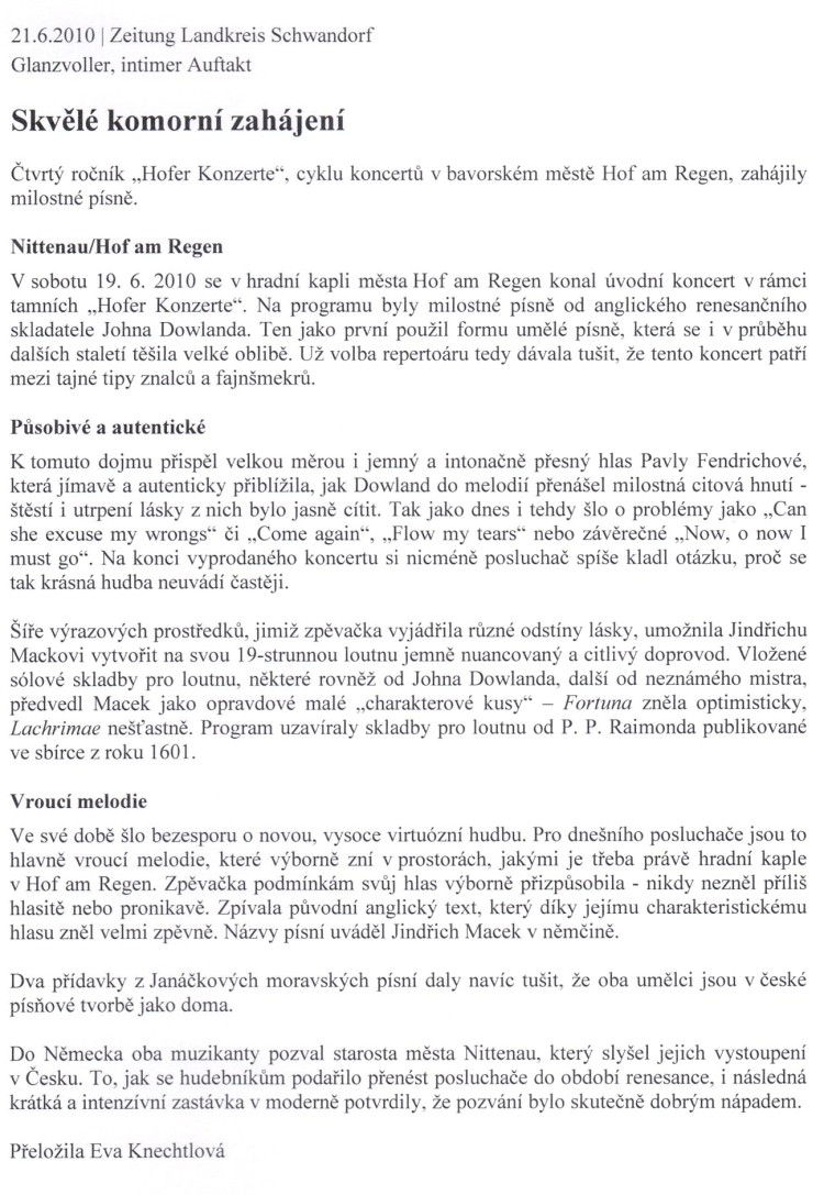 Zeitung Landkreis Schwandorf - český překlad